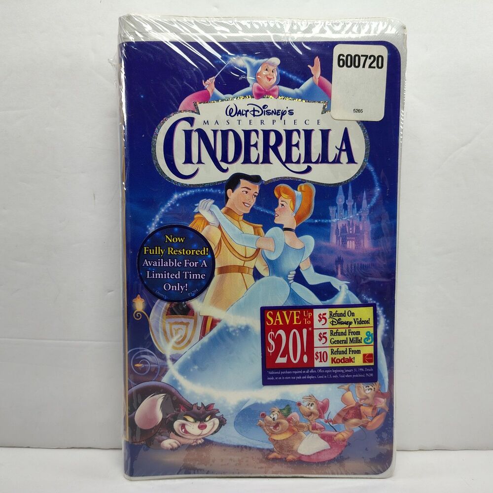 Walt Disney Masterpiece Cinderella VHS 1995 Sealed Clamshell Hype Sticker 5265